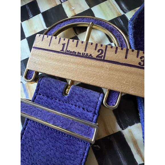 Vintage Morgan Taylor Women\'s Suede Belt purple gold Buckle sz m retro glam 39” main image 4